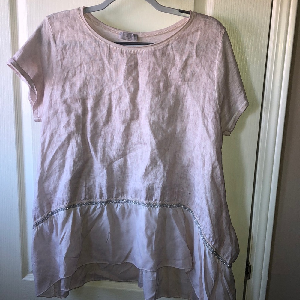 Made in Italy Pink Linen/Rayon top. Size medium.